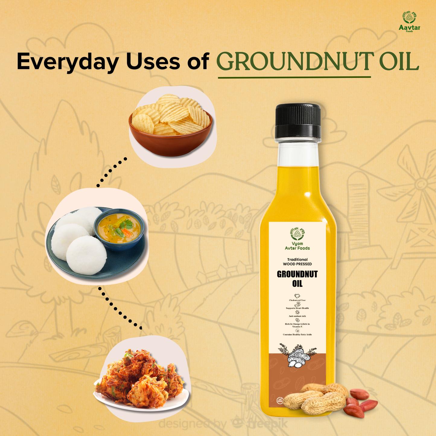Wood Pressed GroundNut Oil