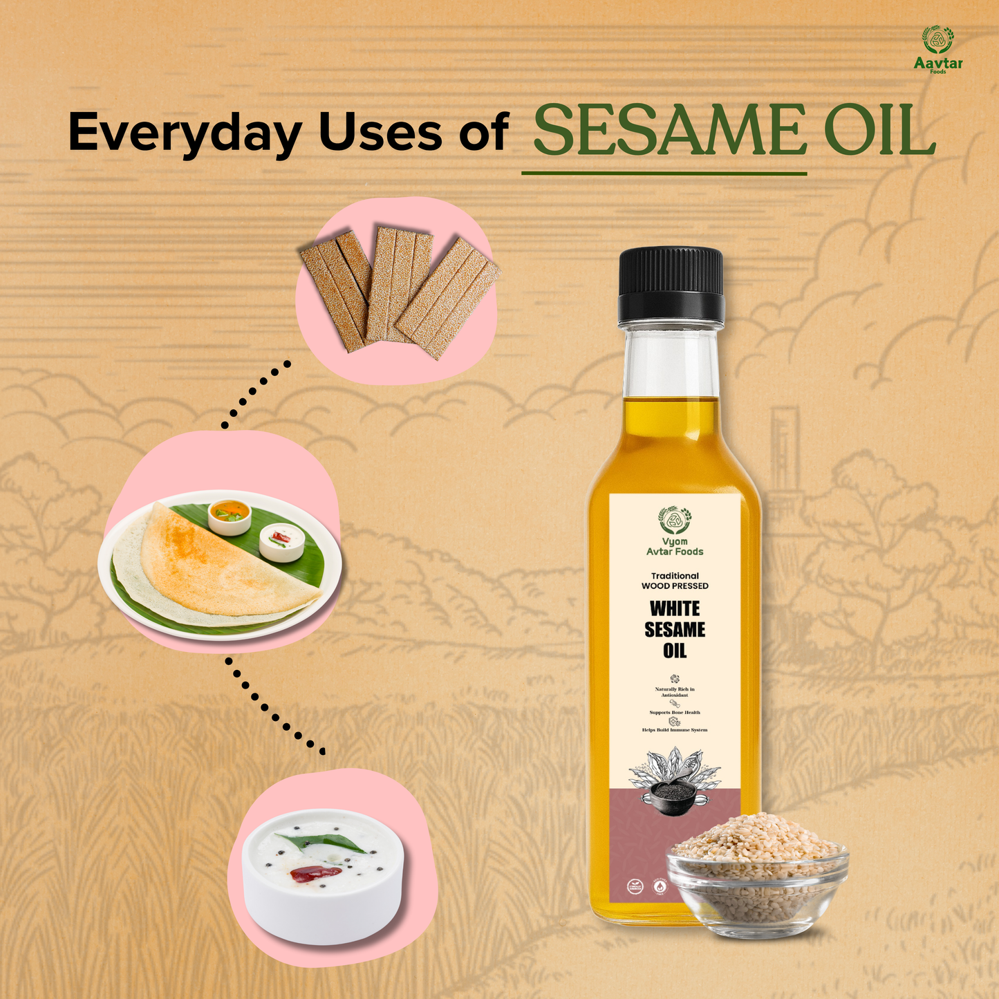 Wood Pressed White Sesame Oil