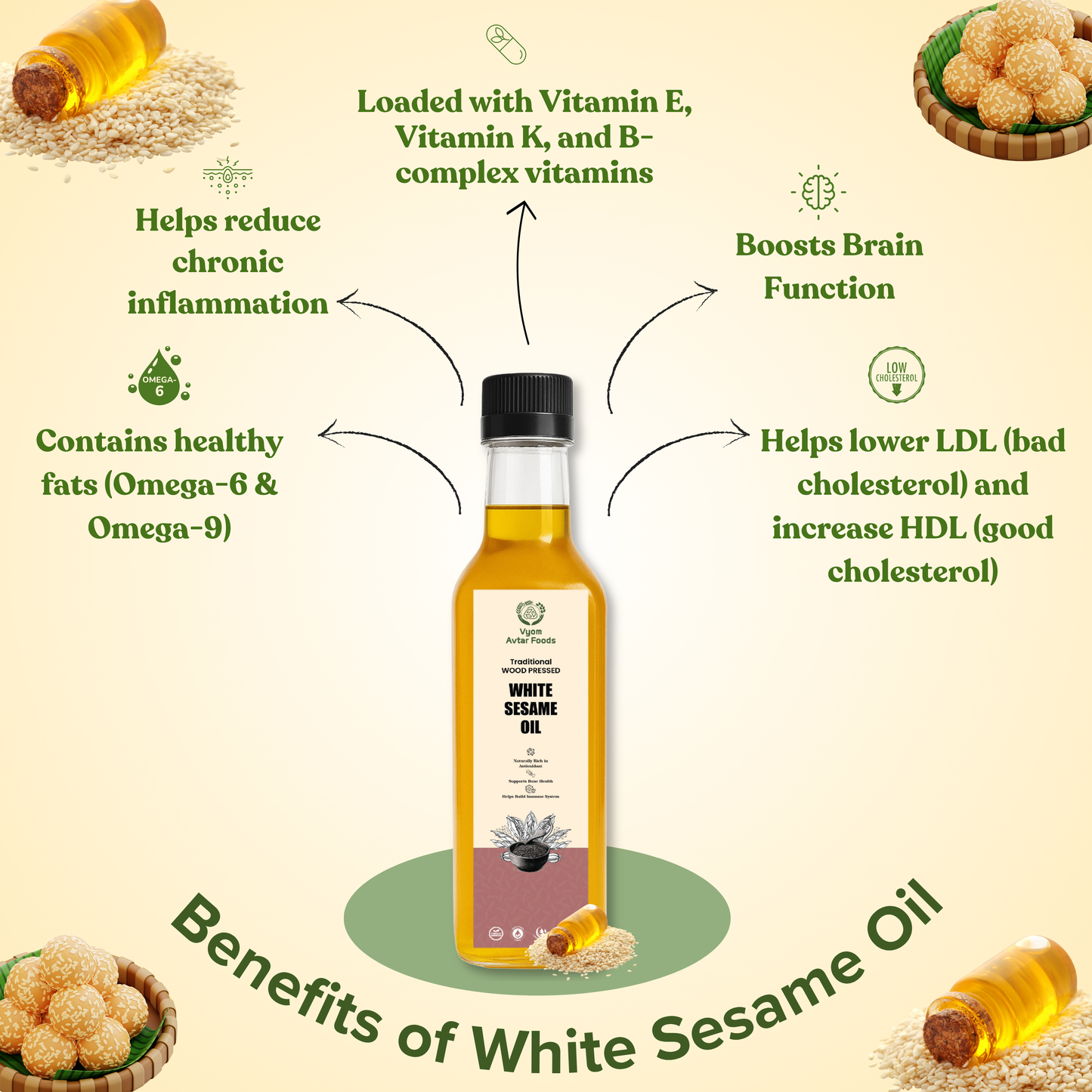 Wood Pressed White Sesame Oil